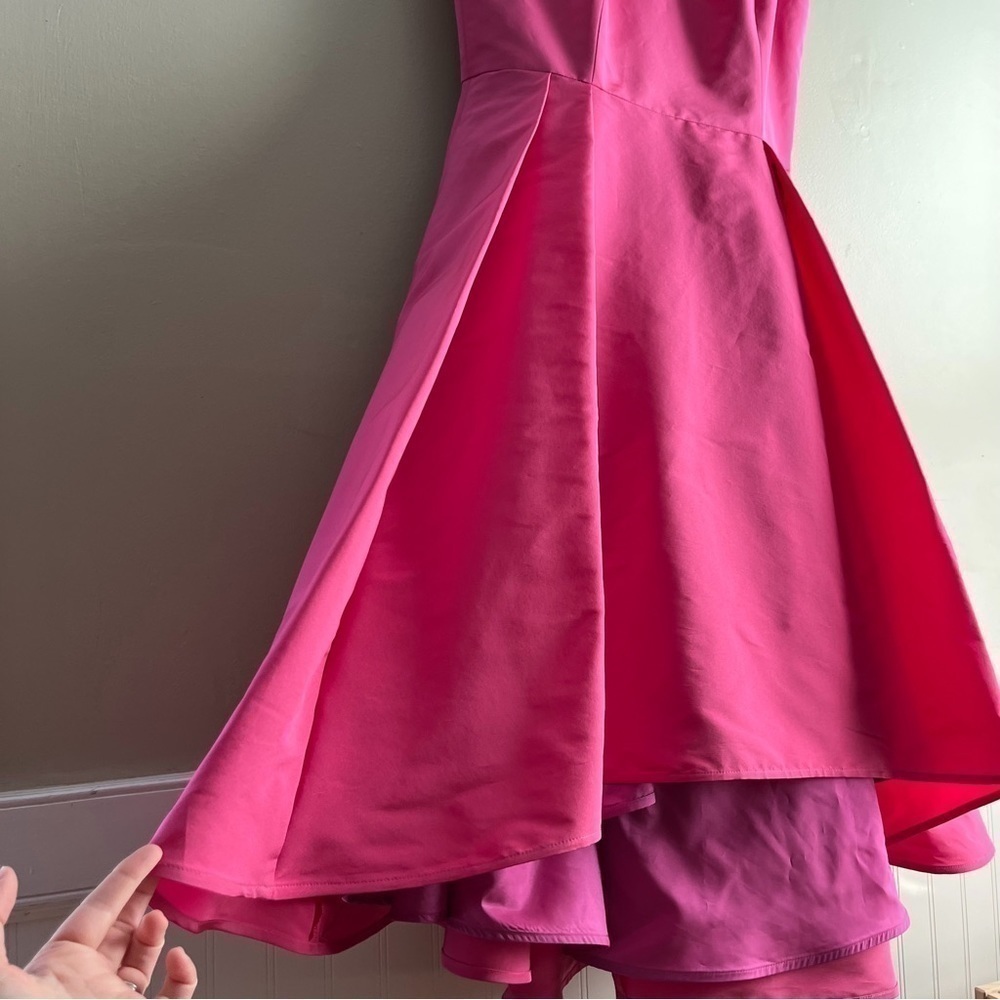 Frascara 100% Silk Fit & Flare Hi-Lo Formal Midi Dress in Magenta Pink, Size‎ 14 - Picture 7 of 12